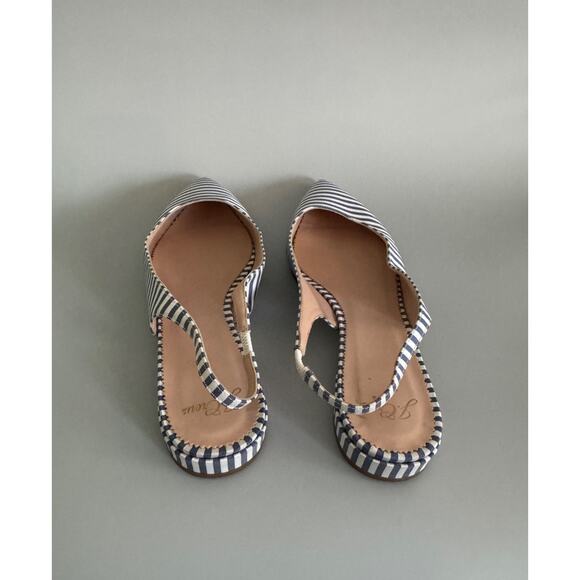 J.Crew Slingback Flats Striped Blue and White Women’s Size 10 Leather Lining - Picture 3 of 8